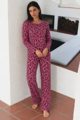Kadın Çizgili Regular Şık Lila Pijama Takımı