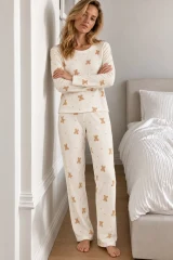 Kadın Comfort Casual Ekru Pijama Takımı