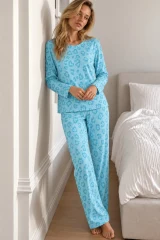 Kadın Şık Uzun Kollu M.Yeşili Pijama Takımı Mint Yeşili