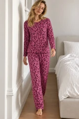 Kadın Çizgili Comfort Fit Lila Pijama Takımı
