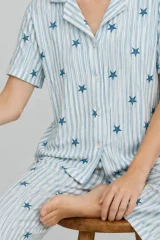 3 Adet Kadın Kısa Kollu Rahat Pijama Takımı Yeşil