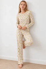 Kadın Kışlık Trend Sarı Gecelik Pijama Takımı 4862