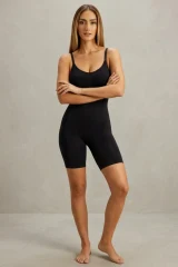 Kadın Kalp Yaka Sportif İncelten Etki SİYAH Body