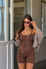 Kadın Toparlayıcı Kahverengi Premium Askılı Body