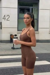 Kadın Sıkılaştırıcı Kahverengi Casual Esnek Body