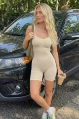 Kadın Toparlayıcı Ten Renk Basic Askılı Body