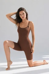 Kadın Bel Bacak Sıkılaştıran Kahverengi Full Body