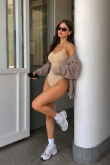 Kadın Slip Kalıp Ten Body Örme Orta Destek