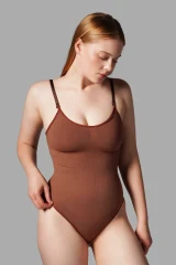 string zıbın sıkılaştırıcı toparlayıcı örme kumaş body 9052 Kahverengi