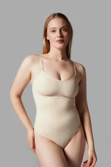 string zıbın sıkılaştırıcı toparlayıcı örme kumaş body 9052 Bej