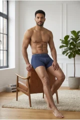 Erkek Rahat Esnek Seamless 3 Lü Lacivert Boxer