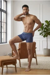 Erkek Rahat Esnek Seamless 3 Lü Lacivert Boxer