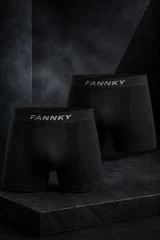 Erkek Rahat Esnek Seamless 2 Li Siyah Boxer