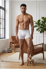Erkek Rahat Esnek Seamless 2 Li Beyaz Boxer