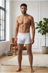 Erkek Rahat Esnek Seamless Beyaz Boxer