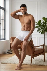 Erkek Rahat Esnek Seamless Beyaz Boxer
