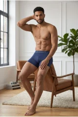 Erkek Rahat Esnek Seamless 3 Lü Boxer Kahverengi