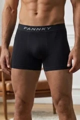 Erkek Rahat Esnek Seamless 3 Lü Siyah Boxer