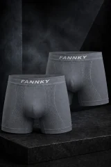 Erkek Rahat Esnek Seamless 2 Li Gri Boxer