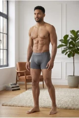 Erkek Rahat Esnek Seamless 2 Li Gri Boxer
