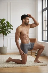 Erkek Rahat Esnek Seamless Gri Boxer